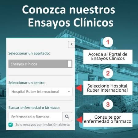 Ensayos clínicos Hospital Ruber Internacional. This link opens in a popup window